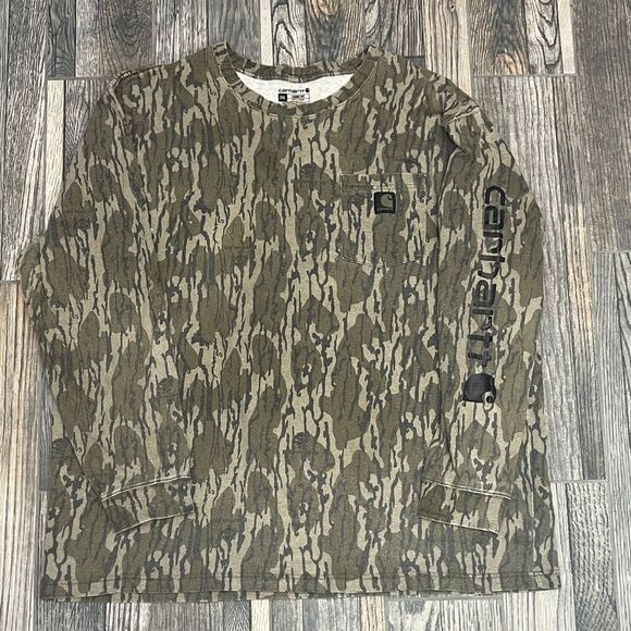 🔥🔥 CARHARTT Hunting Camo Bottomland Loose Fit Long Sleeve Pocket Workwear 2XL - Picture 1 of 10